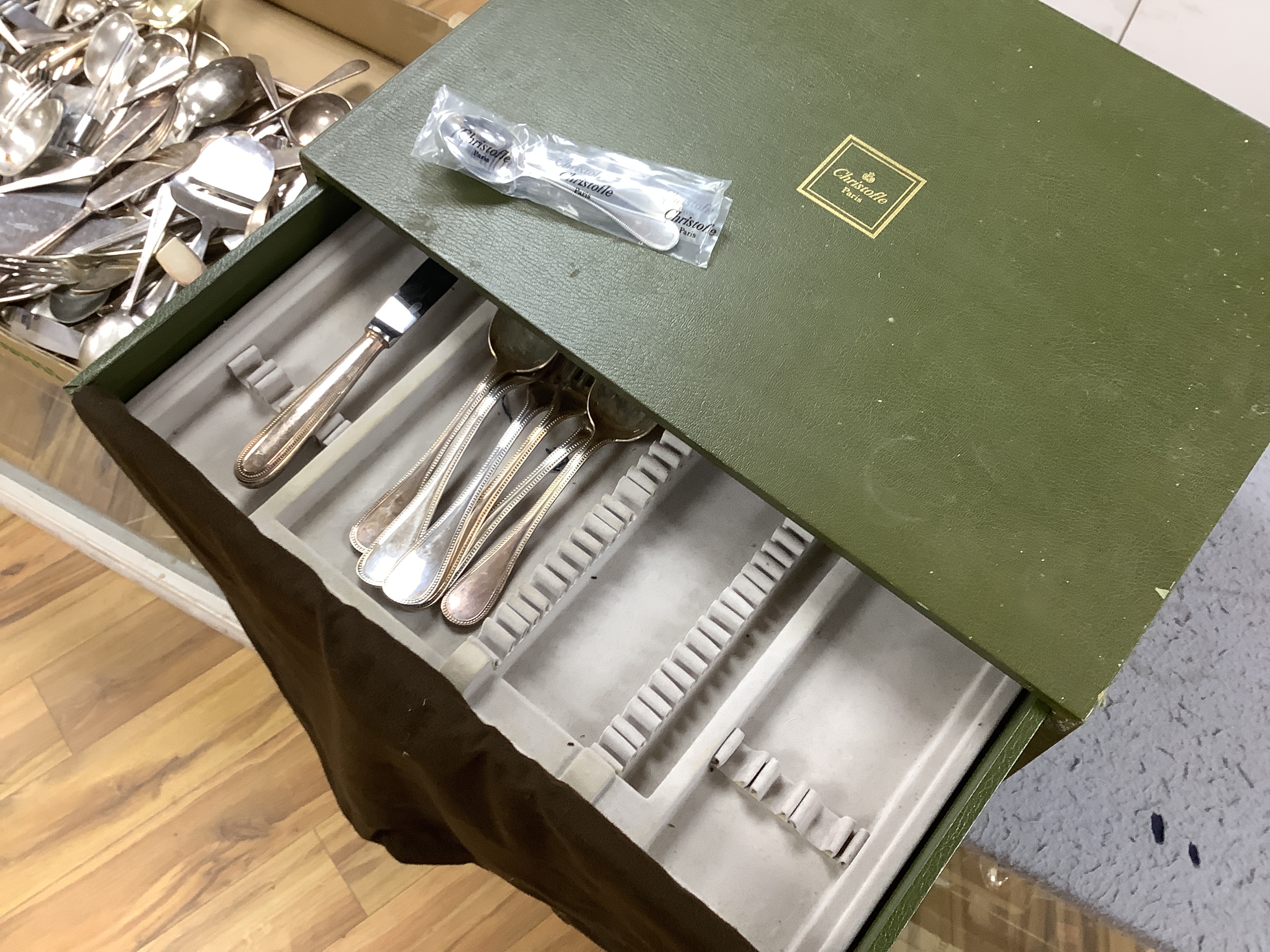 A Christofle suite of cutlery together with other cutlery